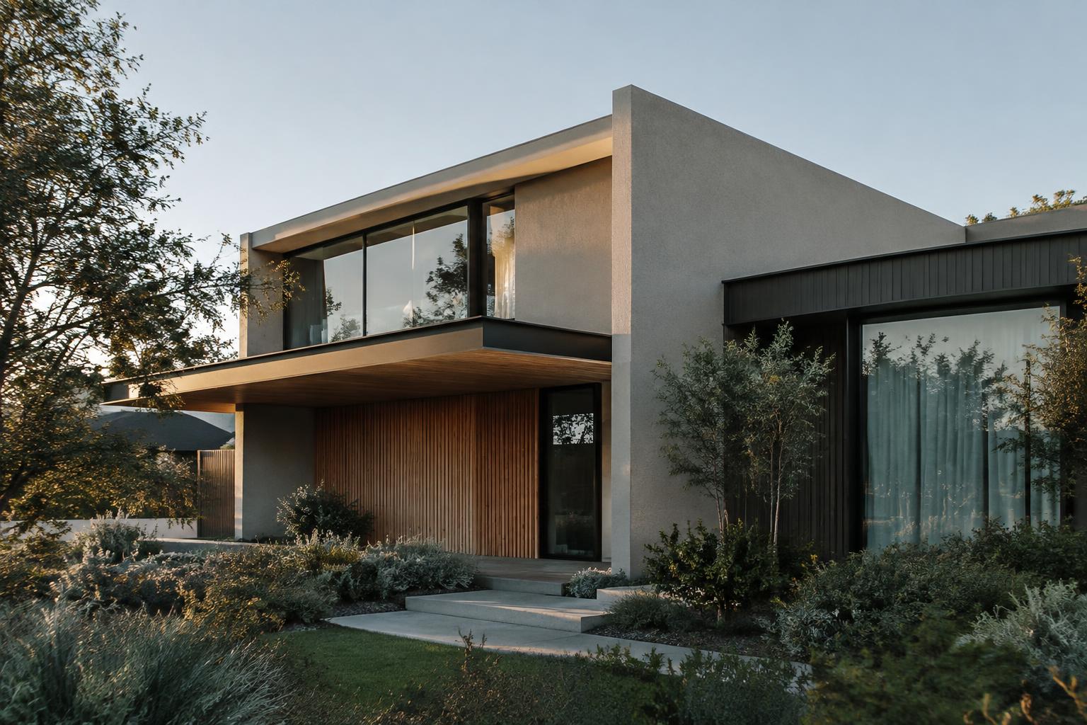 Illustrative image: contemporary Australian residence in late afternoon light
